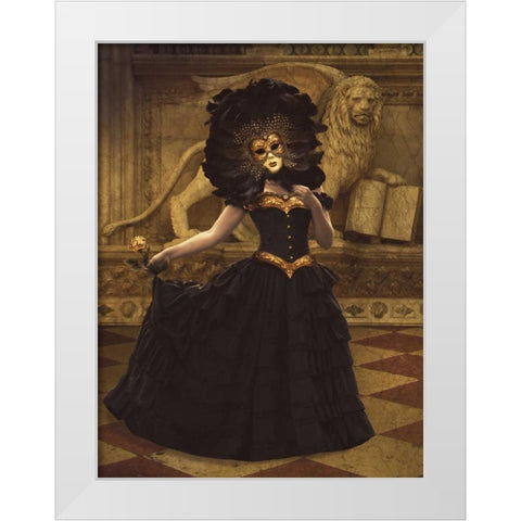 Bal Du Mask 1 White Modern Wood Framed Art Print by Babette