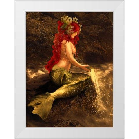 Mermaid Play White Modern Wood Framed Art Print by Babette