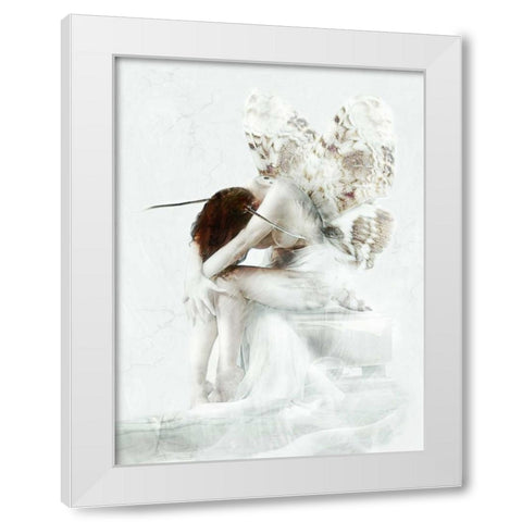 Moth Fairy White Modern Wood Framed Art Print by Babette