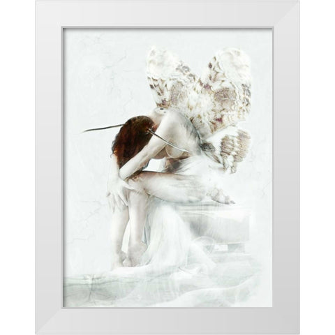 Moth Fairy White Modern Wood Framed Art Print by Babette