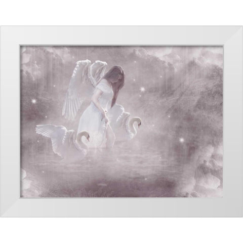 Swan Angel White Modern Wood Framed Art Print by Babette
