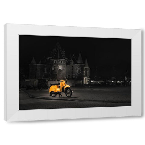 SCOOTER White Modern Wood Framed Art Print by Kostka, Vladimir