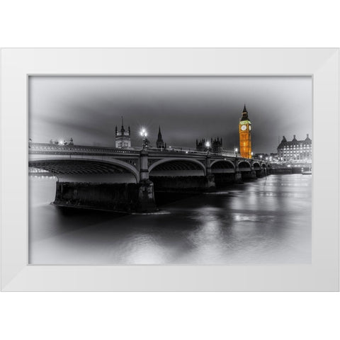 LONDON TOWER AND BIRDGE White Modern Wood Framed Art Print by Kostka, Vladimir