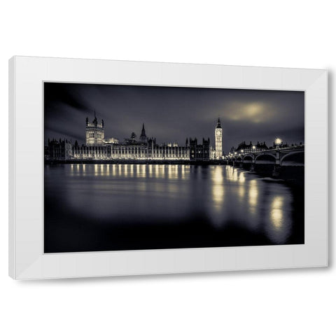 LONDON PARLIAMENT White Modern Wood Framed Art Print by Kostka, Vladimir