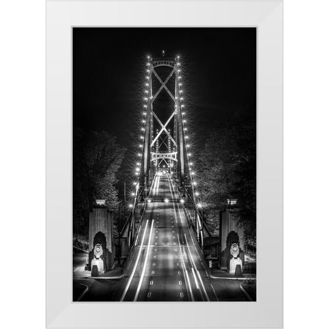 Liongate Bridge White Modern Wood Framed Art Print by Kostka, Vladimir