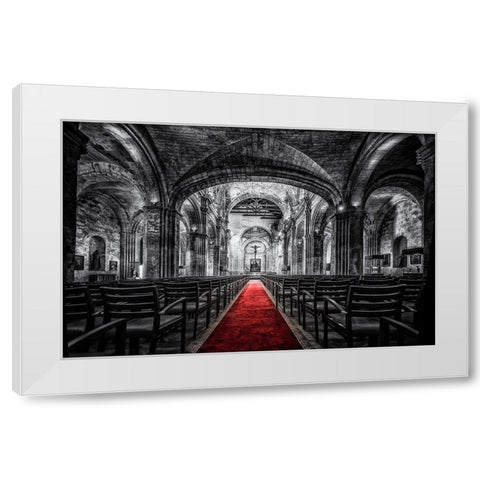 Church in Cuba Red White Modern Wood Framed Art Print by Kostka, Vladimir