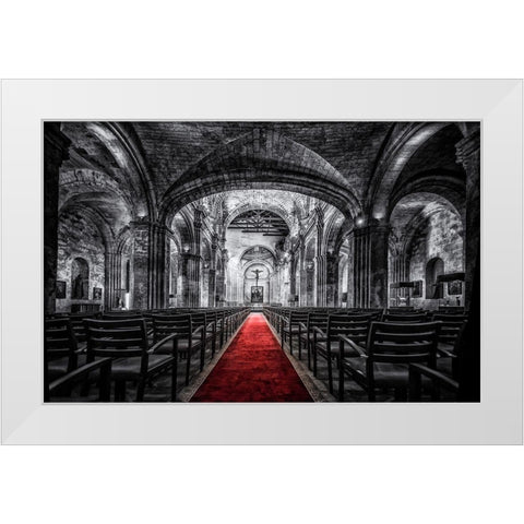 Church in Cuba Red White Modern Wood Framed Art Print by Kostka, Vladimir