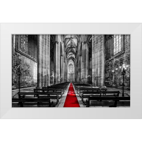Church Mosteiro da Batalha White Modern Wood Framed Art Print by Kostka, Vladimir