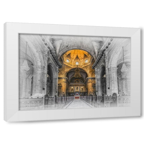 Church in Cuba Yellow White Modern Wood Framed Art Print by Kostka, Vladimir