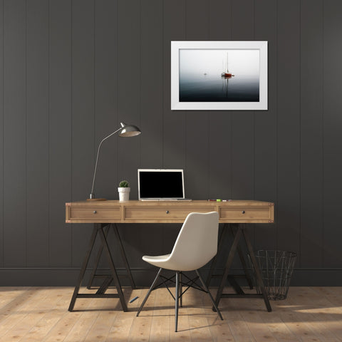 Dreamy Sail Boats White Modern Wood Framed Art Print by Kostka, Vladimir