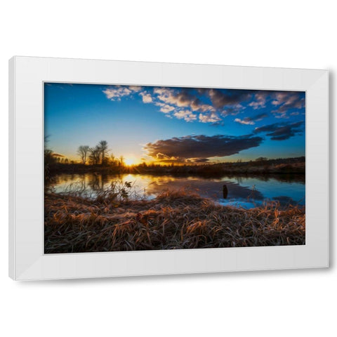 SUNSET RIVER I White Modern Wood Framed Art Print by Kostka, Vladimir
