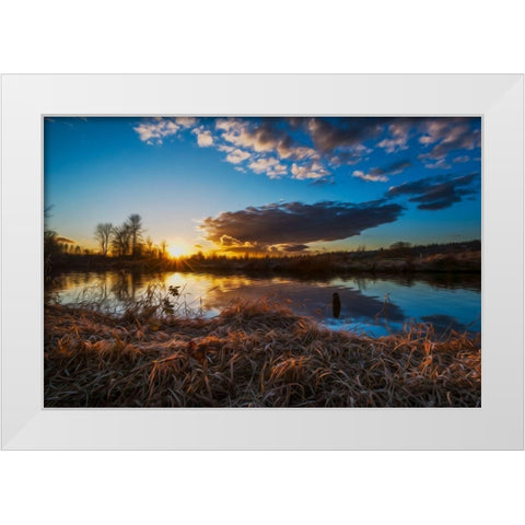 SUNSET RIVER I White Modern Wood Framed Art Print by Kostka, Vladimir