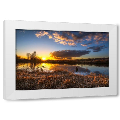 SUNSET RIVER II White Modern Wood Framed Art Print by Kostka, Vladimir