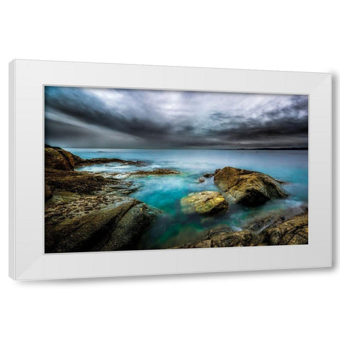 MAJESTIC SHORES White Modern Wood Framed Art Print by Kostka, Vladimir