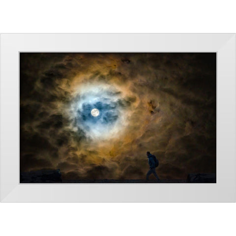 MOON WALKER White Modern Wood Framed Art Print by Kostka, Vladimir