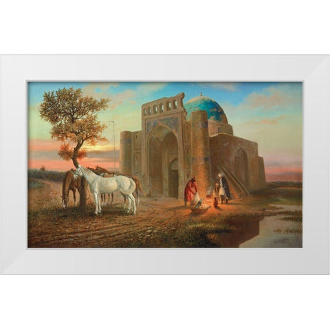 Mosque White Modern Wood Framed Art Print by Chairudinov, A.