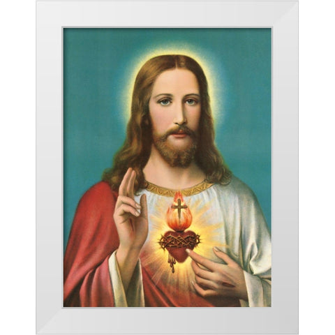 HL. HERZ JESU White Modern Wood Framed Art Print by Anonymous