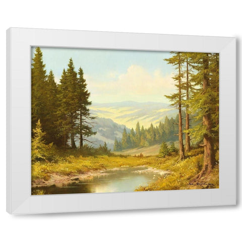 QUIET POND White Modern Wood Framed Art Print by Bochmann, Joh.