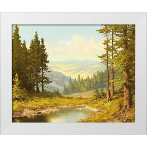 QUIET POND White Modern Wood Framed Art Print by Bochmann, Joh.