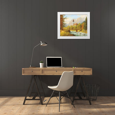 FAMOUS RAMSAU CHURCH White Modern Wood Framed Art Print by Bochmann, Joh.