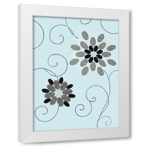 Symphony Of Blues I White Modern Wood Framed Art Print by Design Show