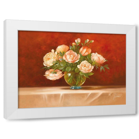 ROSES ABSTRACT I White Modern Wood Framed Art Print by Fasani