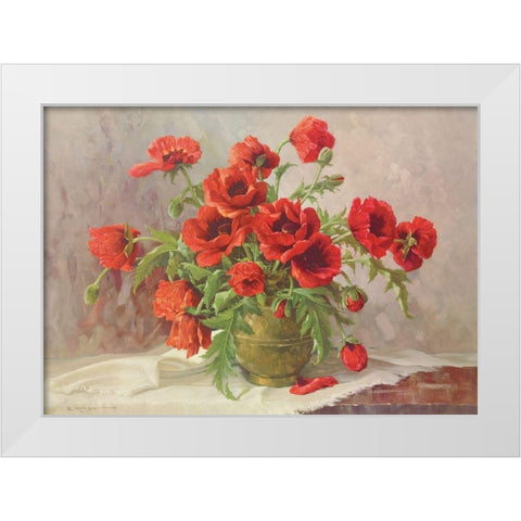 A BUNCH OF POPPIES White Modern Wood Framed Art Print by Krueger, E.