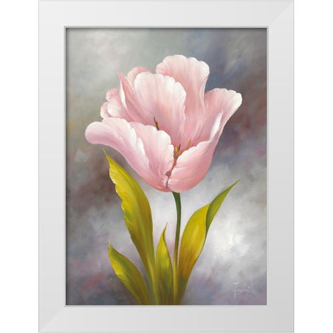 WHITE TULIP White Modern Wood Framed Art Print by Fasani
