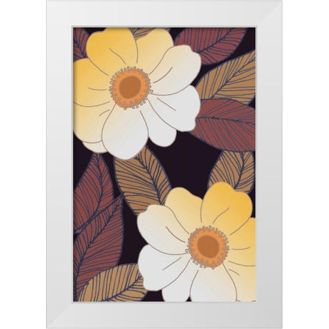Golden Blooms I White Modern Wood Framed Art Print by Verbeek-Van Den Broek