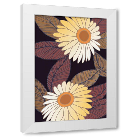 Golden Blooms II White Modern Wood Framed Art Print by Verbeek-Van Den Broek