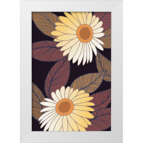 Golden Blooms II White Modern Wood Framed Art Print by Verbeek-Van Den Broek