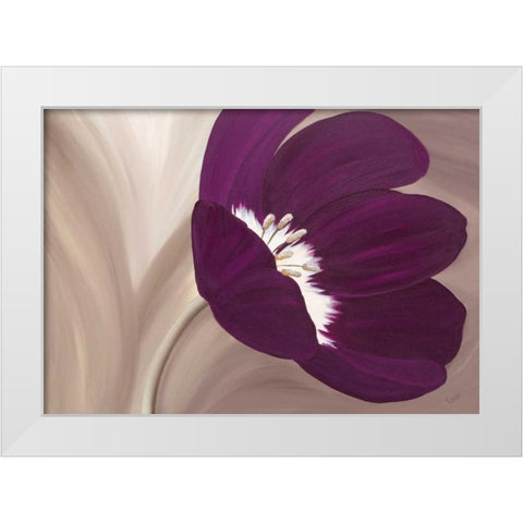 Velvet Poppy White Modern Wood Framed Art Print by Lake, Kaye
