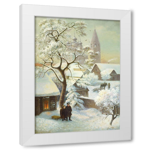 A FREEZING DAY White Modern Wood Framed Art Print by Chairudinov, A.