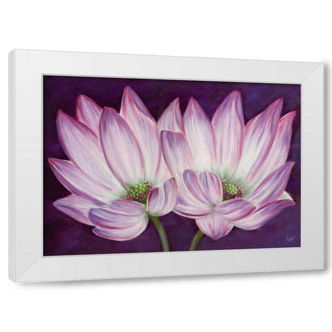 Purple Lotus White Modern Wood Framed Art Print by Lake, Kaye