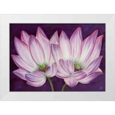Purple Lotus White Modern Wood Framed Art Print by Lake, Kaye