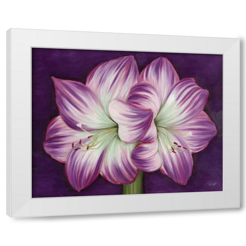 Purple Amaryllis White Modern Wood Framed Art Print by Lake, Kaye