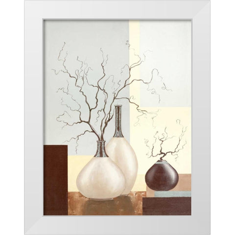 Medley In Brown II White Modern Wood Framed Art Print by Sedalia, David