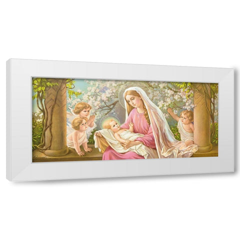 MARY WITH BLOSSOMS White Modern Wood Framed Art Print by Giovanni