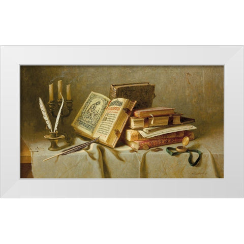 OLD BOOKS II White Modern Wood Framed Art Print by Belkovskij, Igor