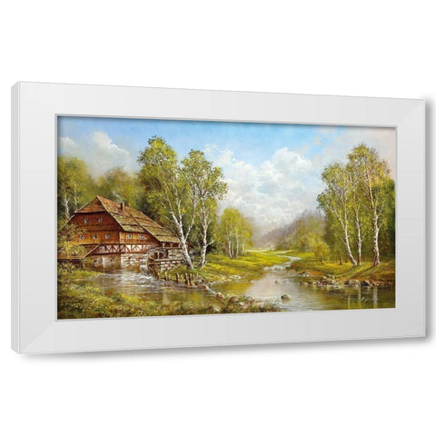 OLD MILL COTTAGE White Modern Wood Framed Art Print by Glassl, Helmut