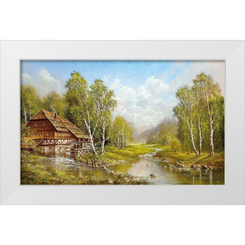 OLD MILL COTTAGE White Modern Wood Framed Art Print by Glassl, Helmut