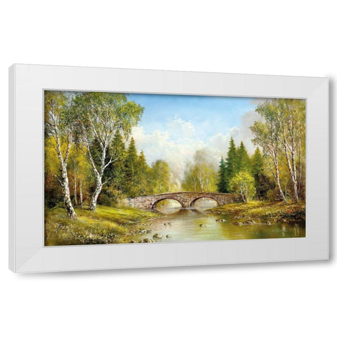 STONE BRIDGE White Modern Wood Framed Art Print by Glassl, Helmut