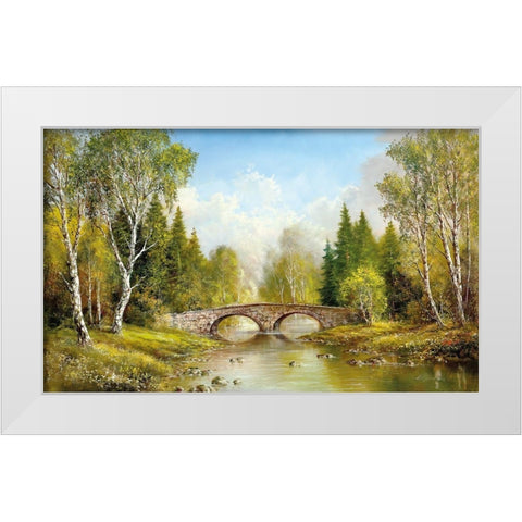 STONE BRIDGE White Modern Wood Framed Art Print by Glassl, Helmut