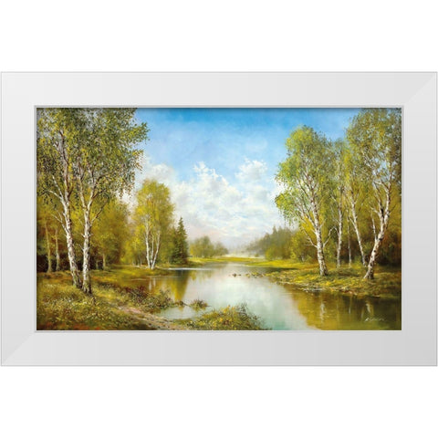 SPRINGTIME MORNING White Modern Wood Framed Art Print by Glassl, Helmut