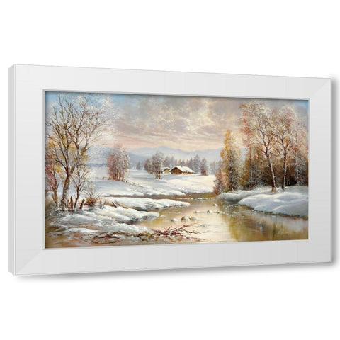 WINTER TWILIGHT White Modern Wood Framed Art Print by Glassl, Helmut