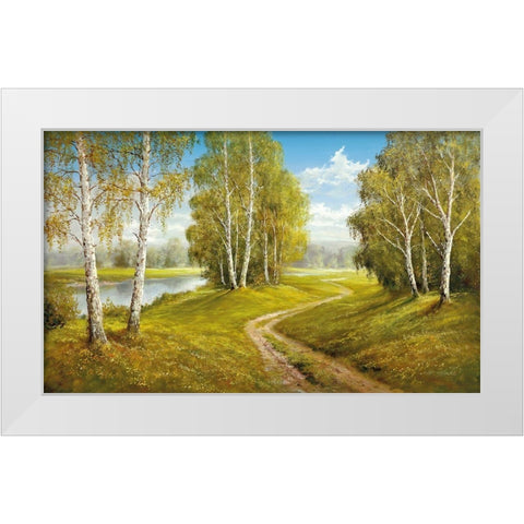 ROMANTIC PATHWAY White Modern Wood Framed Art Print by Glassl, Helmut