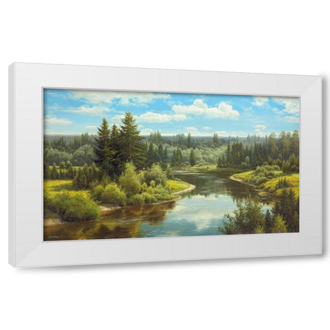 OVERLOOKING THE RIVER White Modern Wood Framed Art Print by Priscepa, Igor