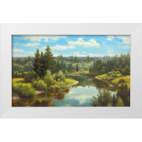 OVERLOOKING THE RIVER White Modern Wood Framed Art Print by Priscepa, Igor