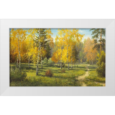 AUTUMN WAY I White Modern Wood Framed Art Print by Priscepa, Igor
