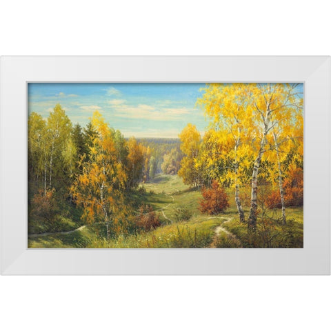 AUTUMN WAY II White Modern Wood Framed Art Print by Priscepa, Igor